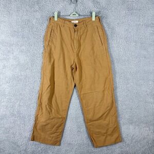 Billy Reid Cropped Trouser Pant Size 4 Camel Tan Cotton Hemp Blend High Rise